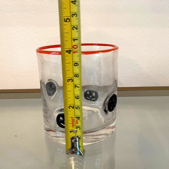 Set of 4 PUMPKIN Double Old Fashioned Glasses 4" Orange Black Halloween Barware - Picture 6 of 12